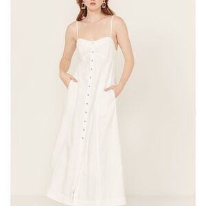 Free People denim White Button-Down Dress